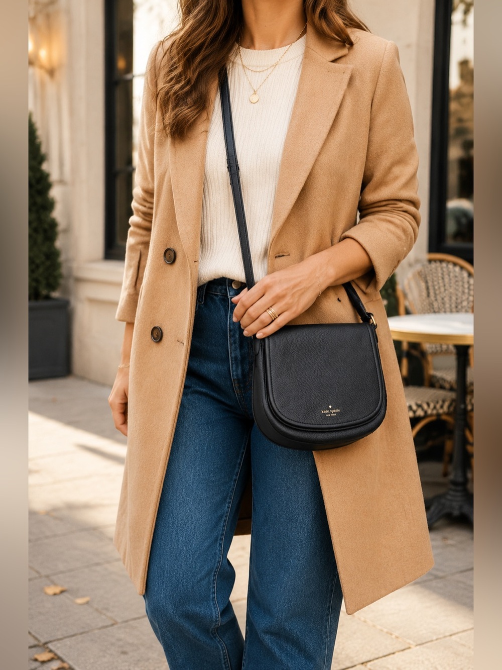 kate spade Black Pebbled Leather Saddle Crossbody